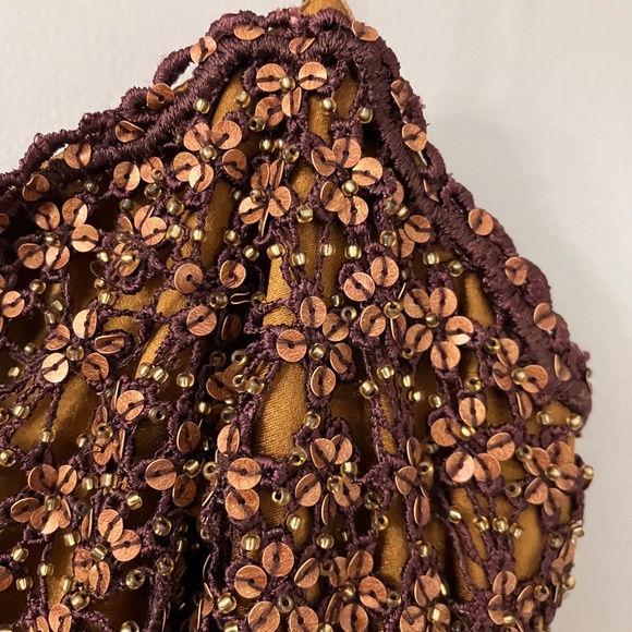 Badgley Mischka gold velvet beaded gown Vintage Y2K size 8 - Picture 7 of 15